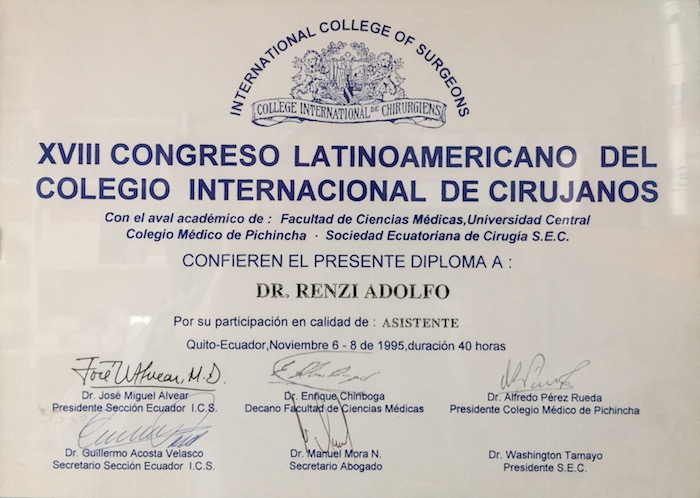 2 1995_11 - Congresso- Certificato Dr. Adolfo Renzi Proctologo
