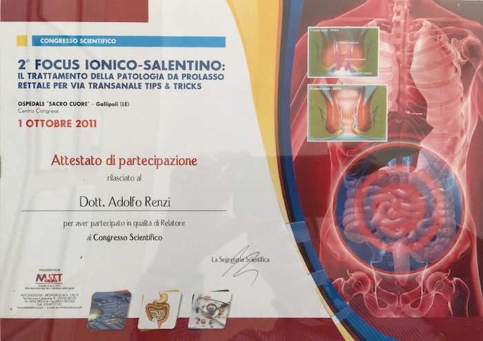 30 2011_10 - Congresso- Certificato Dr. Adolfo Renzi Proctologo
